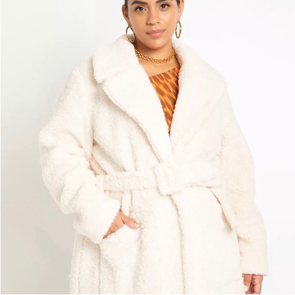 NWT Eloquii Long Belted Teddy Coat - SIZE 18/20 2X - Picture 2 of 8